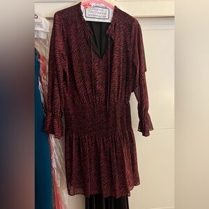 Black Tape Red and Black Animal Print Blouse